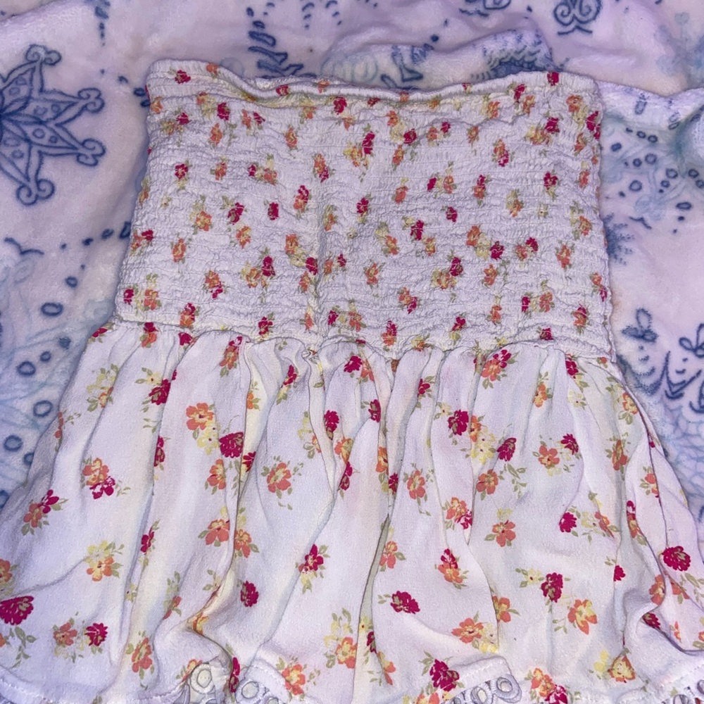 Floral Smocked Strapless Dress